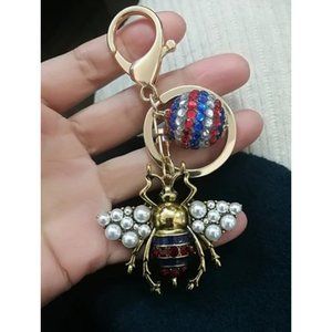 Gucci Style Bee Red, White and Blue Keychain/Bag Charm
